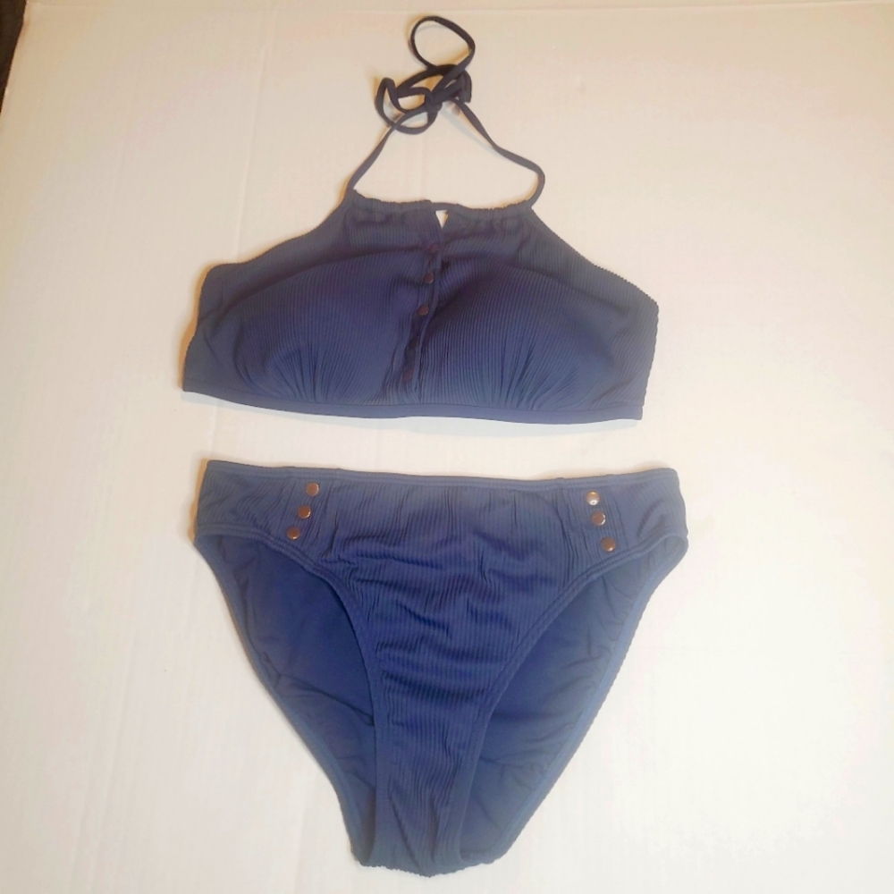 Swimsuit for all navy blue bikini halter top high cut bottoms